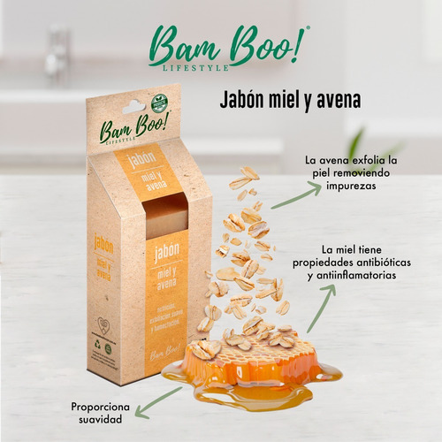 Jabón Artesanal Natural Miel Avena 100 G Bam Boo! Lifestyle