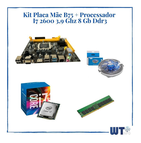 Kit Placa Mãe H61 + Processador I7 2600 3.8ghz + 8 Gb Ddr3