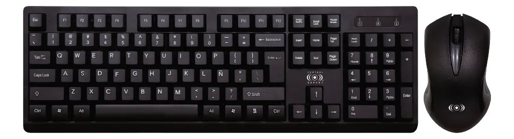 Combo Mouse Teclado Inalámbrico Español Oficina Pc Laptop Negro Negro
