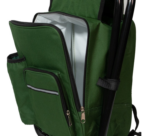 Silla Playera Con Asas Mochila Hielera Termica Para Camping Color Verde