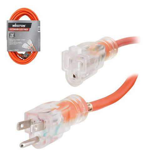 Cable De Extension Electrica Sjtw14/3c C/ind 15m Color Naranja