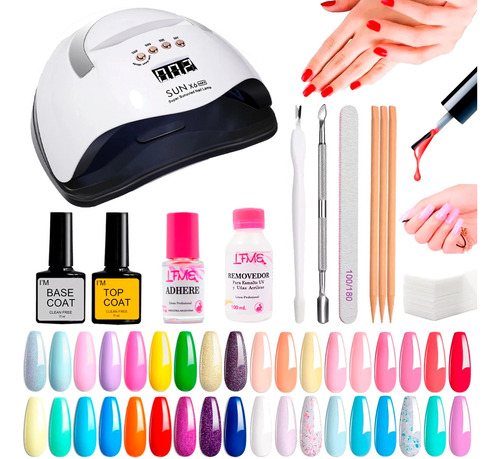 Kit Uñas Manicura Semipermanente Cabina 150w Uv Led Completo