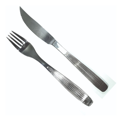 Set 50 Cubiertos Rayados Tenedor Cuchillo Acero Inoxidable