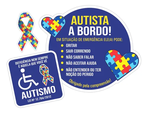 3 Adesivo Símbolo Autista Pcd Carro Autismo Lei Deficiência | MercadoLivre