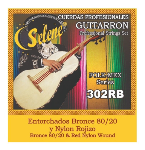 Jgo De Cuerdas Selene Para Guitarron Nylon Rojiso Entorchado