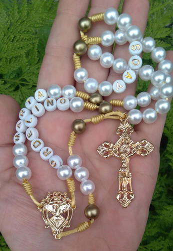 Terço Divino Espírito Santo Personalizado C Nome Cor Diversa