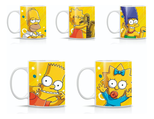 Pack 5 Tazas Los Simpson Homero Bart Lisa Marge Maggie