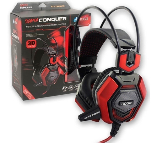 Auriculares Gamer Noga Stormer St-conquer Rojo Con Luz Led