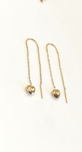 Imagen 2 de 2 de Aros De Oro 18 K Cadenas Y Corazones Inflados