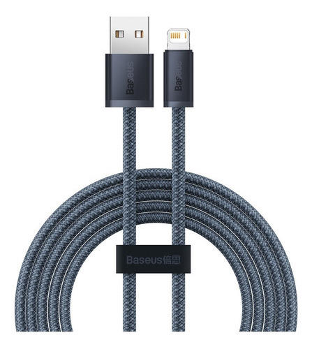 Cable Para iPhone Baseus Nylon Usb Carga Rapida 2.4a 2m Negro