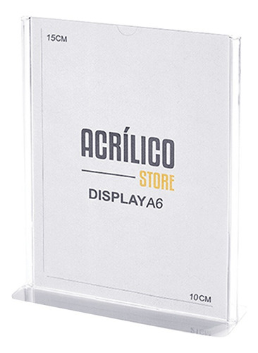 Display Em Acrílico Tipo T A6 Vertical (10x15cm)