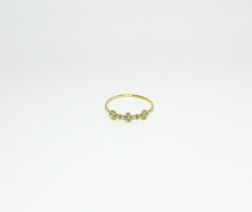 Anillo De Oro 10k Flor Con Zirconia