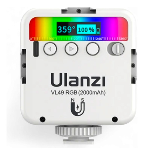 Lampara Ulanzi Vl49 Rgb Recargable Para Camara O Smartphone Estructura Blanco