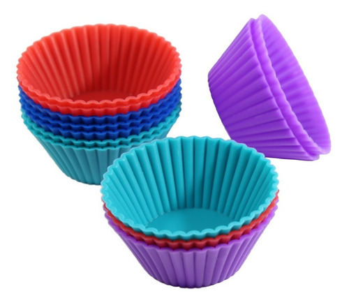 12 Forminhas Mini Cupcake Silicone Redonda Ø 5 Cm Gelatinas