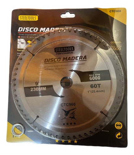 Disco Madera 9 PuLG X 60t Steeltools. 