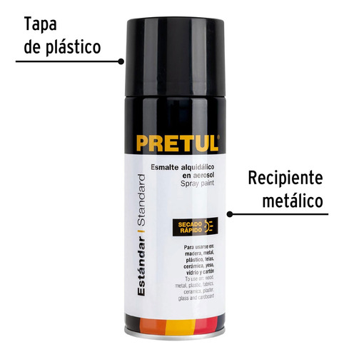 Pintura En Aerosol, Negro Brillante, Pretul 27170 Negro Brillante