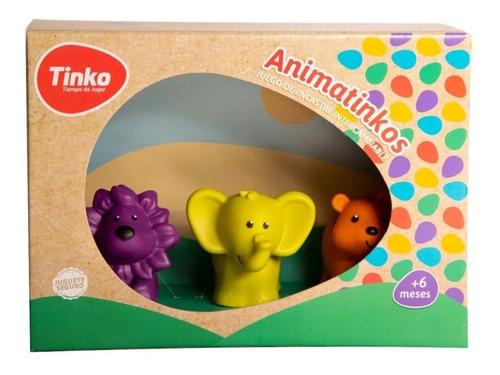 Animalitos Intercambiables Juego De Encastre Goma Tinko 8100