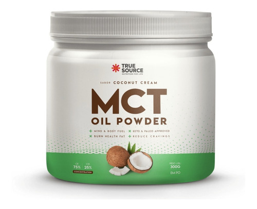 Mct Oil Power 300g - True Source - Tcm Em Pó - Bulletproof Sabor Coconut Cream 300g