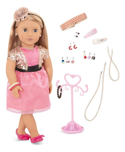 Muñeca Our Generation Audra Joyas Y Vestido Rosa 46cm Altura