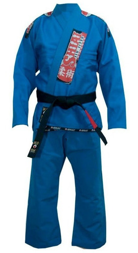 Imagen 2 de 7 de Kimono Jiu Jitsu Negro Azul Blanco Shiai Tramado Mediano Bjj