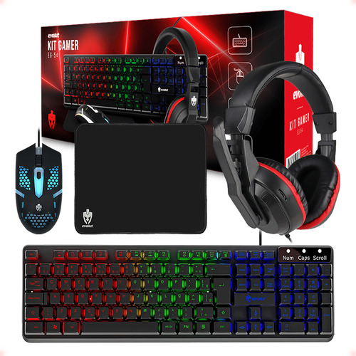 Kit Gamer L2f 4x1 Teclado Mouse Headset Mousepad Strong Tech Mouse Vermelho Teclado Vermelho