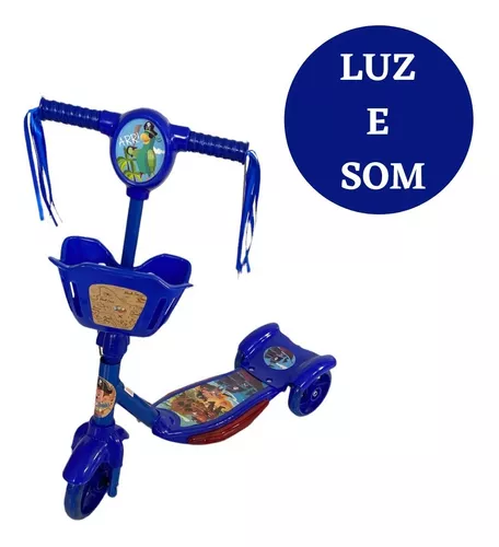 Patinete Infantil 3 Rodas Azul Rosa Crianças Regula Altura - oestesom