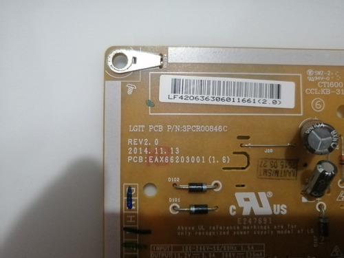 39. Fuente De Poder Eax66203001 (1,6) Tv LG 42lf5600 (Usado)