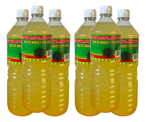 6pzs Jugo De Maguey Con Nopal 1lt