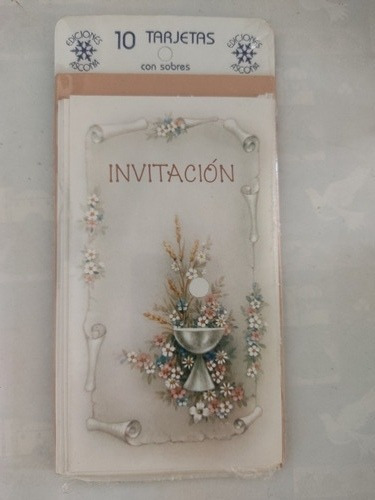 11 Paq De 10 Tarjetas Con Sobres Invitación Para Comunión