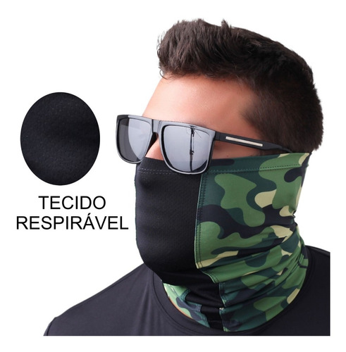 Imagem 1 de 4 de Buff Bandana Respirável Pesca Bike Uv50 Camuflado Selva