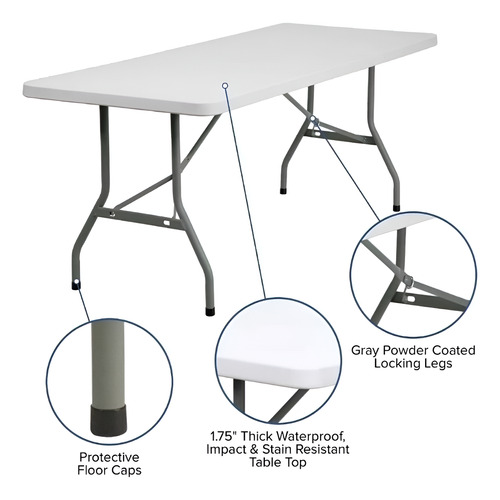 Mesa Plegable 180 Cm Maleta Multiuso Blanco
