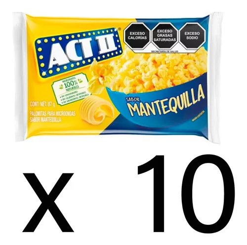 Palomitas Para Microondas Act Ii Mantequilla 10pz De 87g C/u