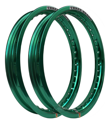 Par Roda Aro Three Heads Verde Titan Fan 150 160 Disco 4mm