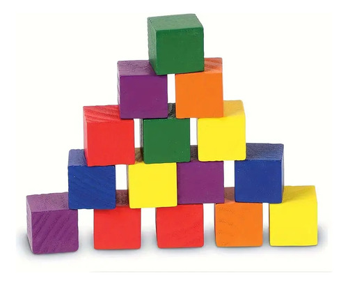 Bloques Cubos De Madera 2 Cm De Colores - Material Didáctico