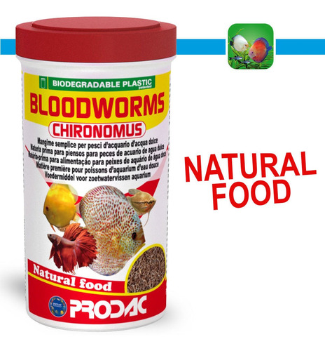 Alimento Para Peces Bloodworms Prodac 100 Ml  7 G Acuarios