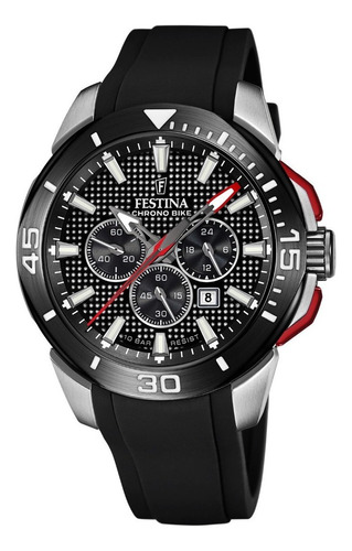 Reloj Festina Hombre Silicona Negro Rojo Crono Bike F20642.4