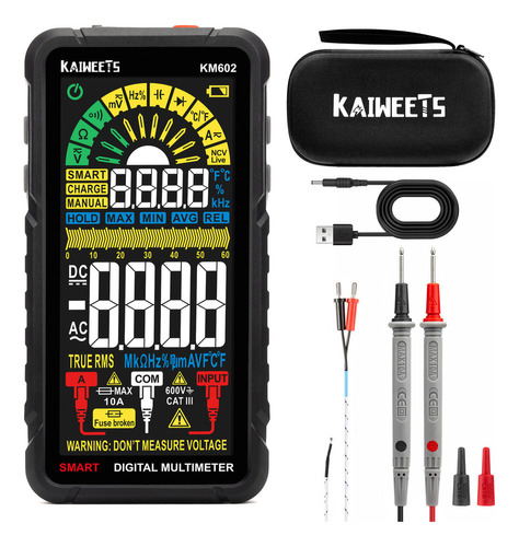 Kaiweets Km602 Multímetro Digital Recargable, 6000 Recuentos