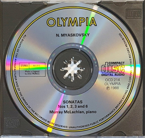 Cd Myaskovsky Piano Sonatas 1 2 3 & 6 Murray Mclachlan Impor