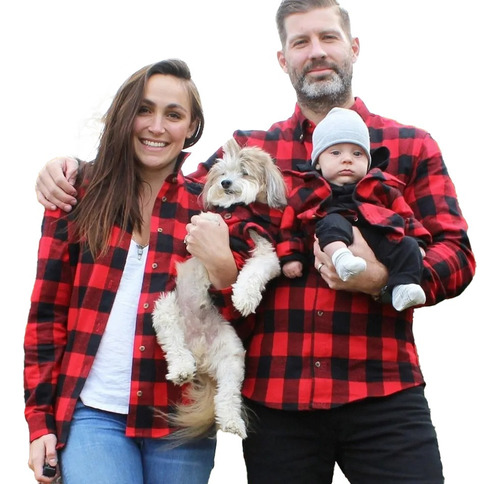 Camisa Navideña A Cuadros Rojos De Algodón Para Padres E