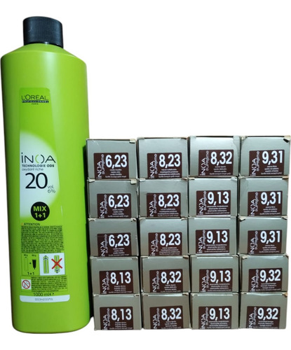 Inoa Supreme X 20 Unidades+1 Oxid. 20vol.+carta De Colores Sin Tono