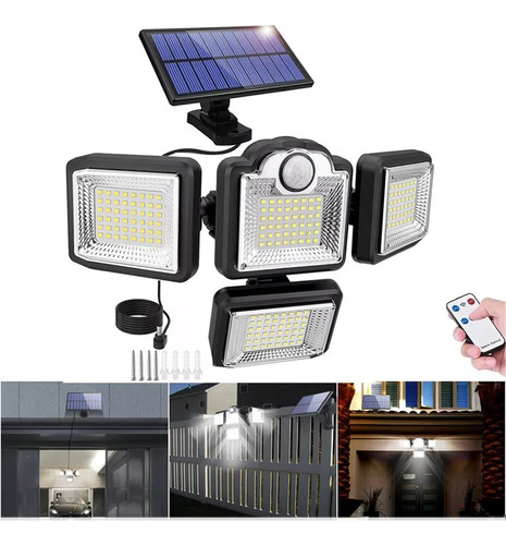 . 192 Led Lámpara Focos Solar De Pared Exteriores Sensor Luz