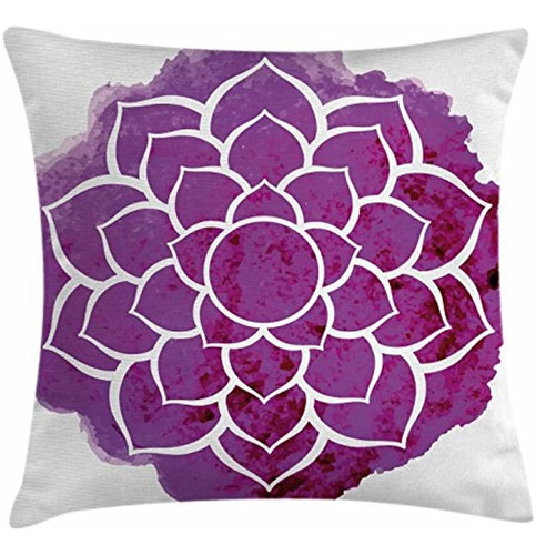 Ambesonne Purple Mandala Throw Pillow Pillow Cojín, Acuarela