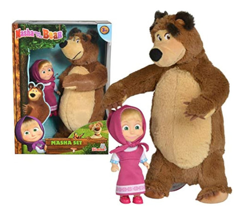 Masha And The Bear Jada Toys, Masha Plush Set Con Oso Y Muñe