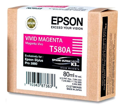 Cartucho Epson Stylus Pro T580 Magenta 3800/3880 80ml /v /vc