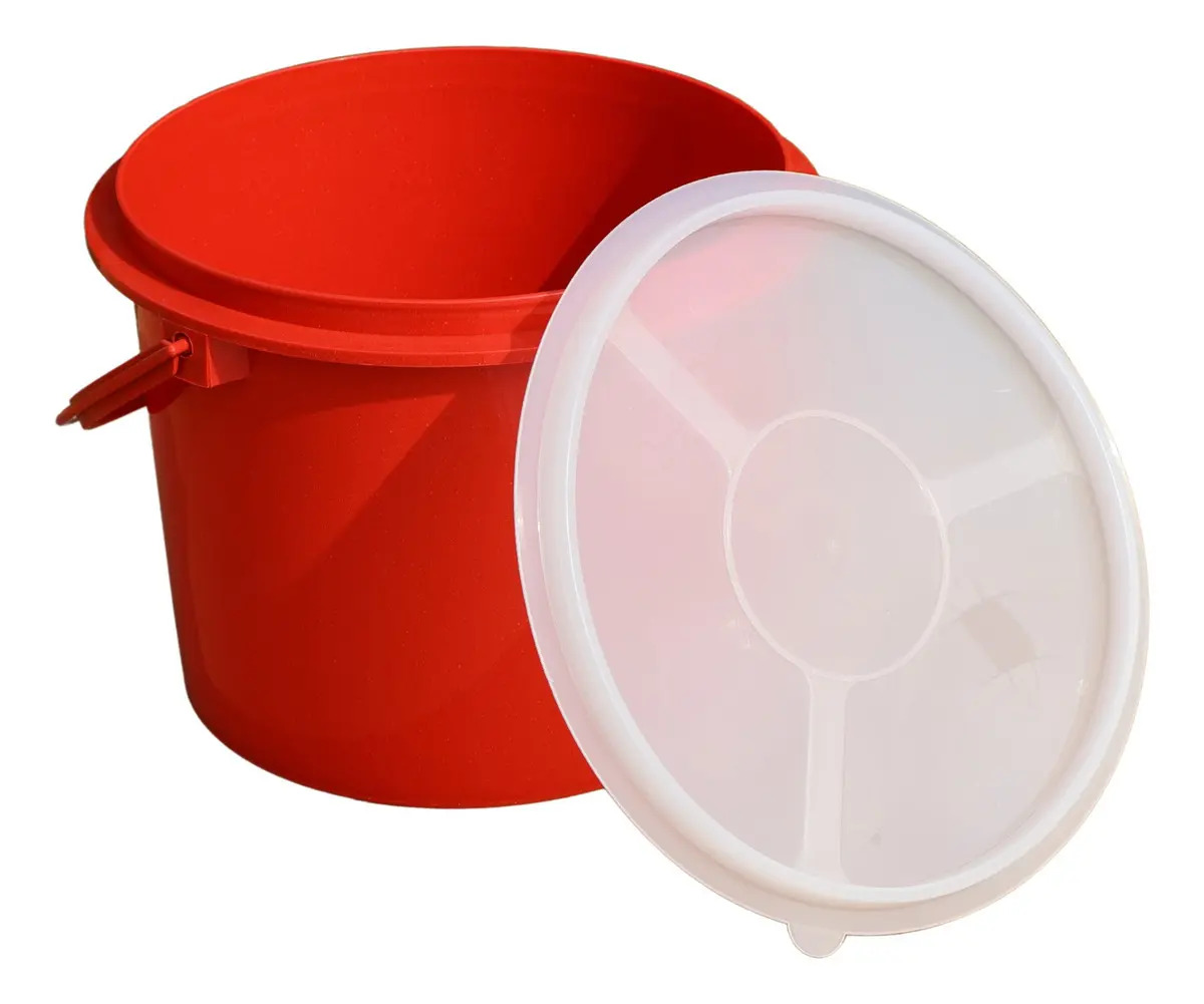 Cubeta Bote Lechero Con Tapa 6 Litros Plastico Hogar Cocina Color Rojo