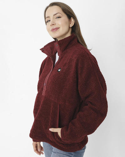 Polar Cat Sherpa Fleece Snap F Rojo Mujer