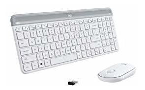 Logitech Mk470 Slim - Combo Inalámbrico, Blanco De Color.