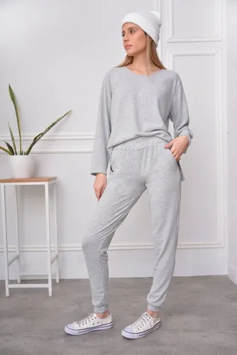 Pantalon Jogging Mujer Lanilla Con Bolsillo