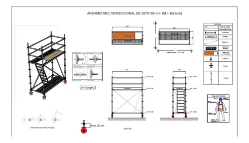 Kit Andamios Multidireccional Ulma De 207x109 H=2m + Baranda