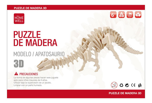 Puzzle De Madera Modelo Dinosaurio Apatosaurio 3d